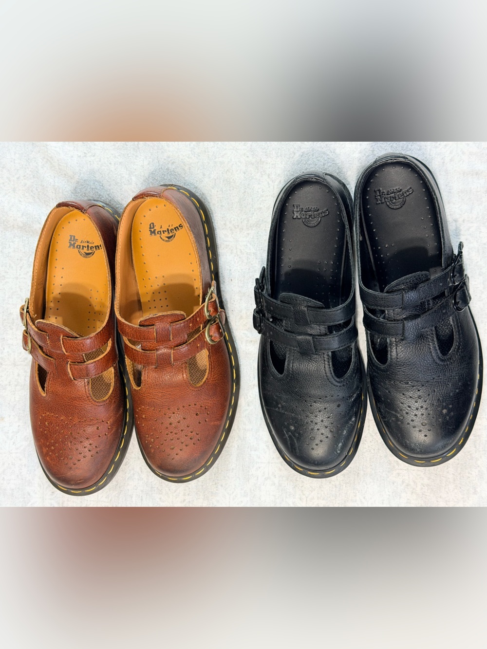 Dr. Martens 8065 Leather Mary Jane 2 Pairs Sz US Women's 10 /UK 8 Black & Brown